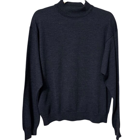 Alfani Men's Sweater Extra Fine Italian Merino Wool Blue Pullover Large READ - Picture 1 of 6